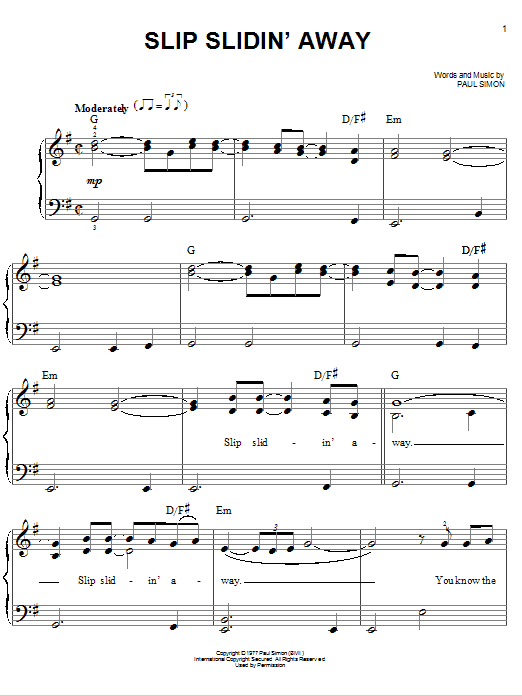 Produktgalerie: Seite 1 von 1 Slip Slidin' Away, Paul Simon, Klavier