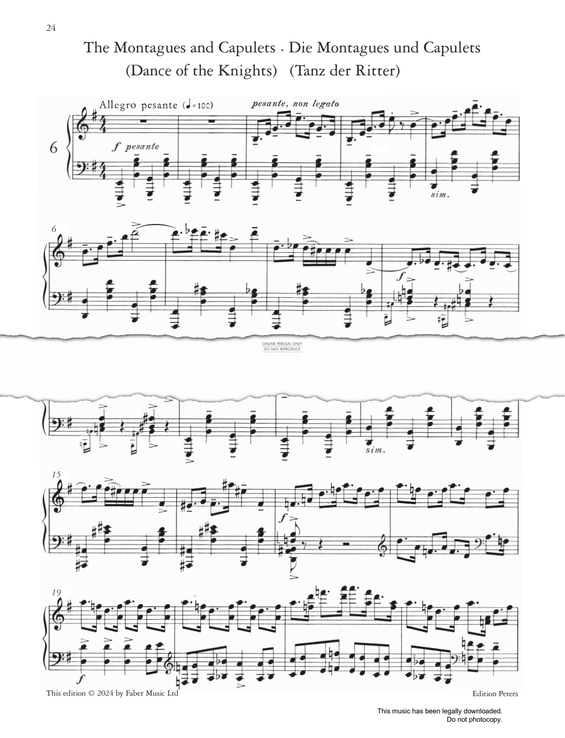 Produktgalerie: Seite 1 von 1 The Monatgues and Capulets (from 'Romeo and Juliet Op.75'), Sergei Prokofiev, Klavier