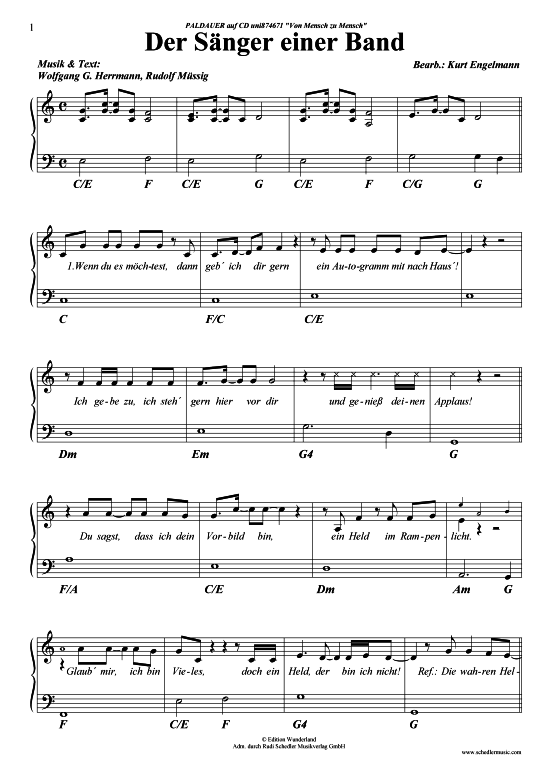 Produktbild zu: Der Sänger einer Band Paldauer