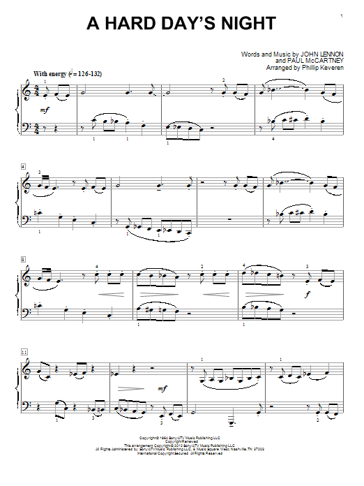 Product gallery: Page 1 of 1 A Hard Day's Night [Classical version] (arr. Phillip Keveren), The Beatles