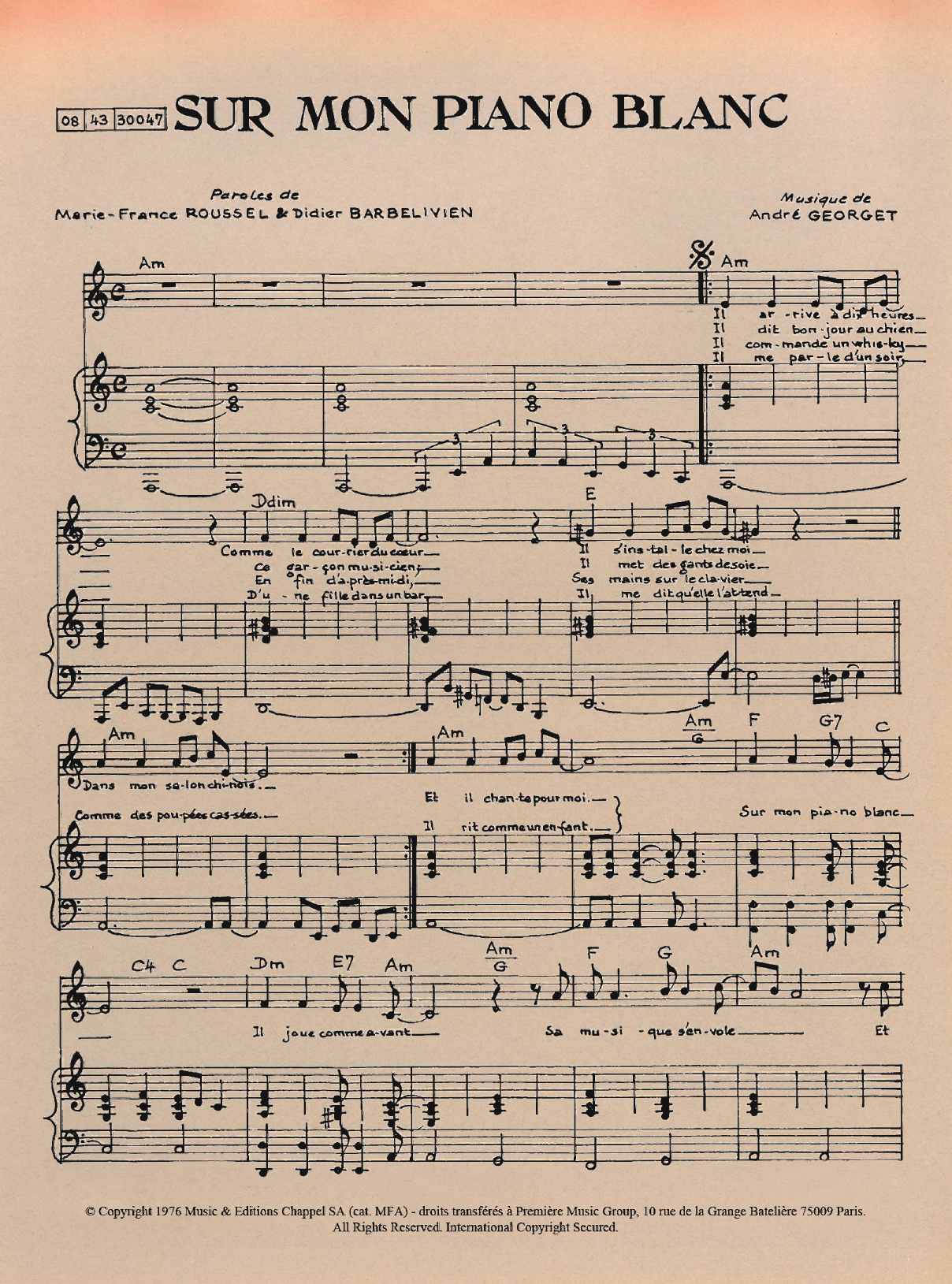 Produktbild zu: Sur Mon Piano Blanc