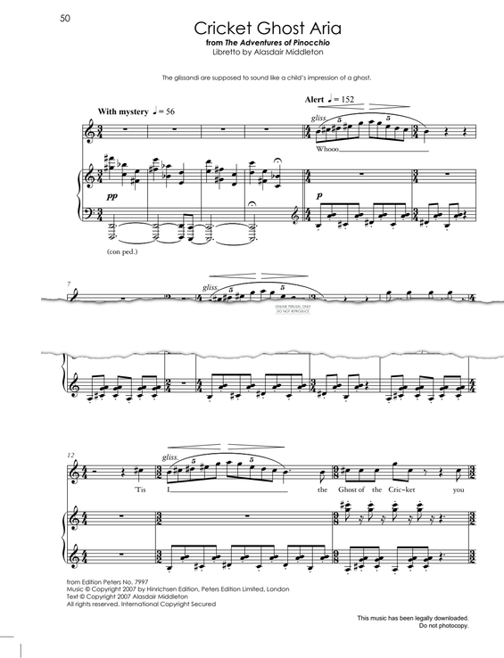 Produktgalerie: Seite 1 von 1 Cricket Ghost Aria (from 'The Adventures Of Pinocchio'), Jonathan Dove, Gesang, Klavier