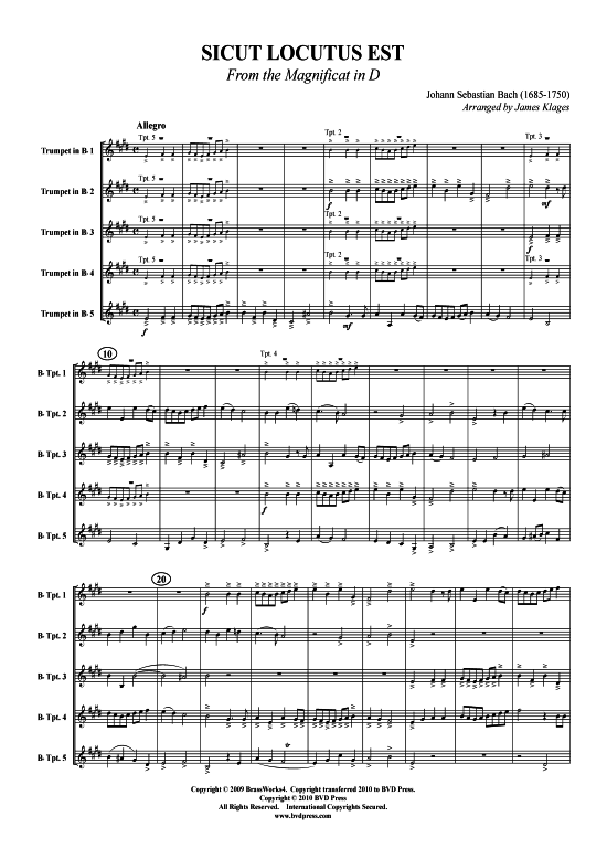 Produktbild zu: Sicut Locutis Est J. S. Bach (aus: Magnificat in D)