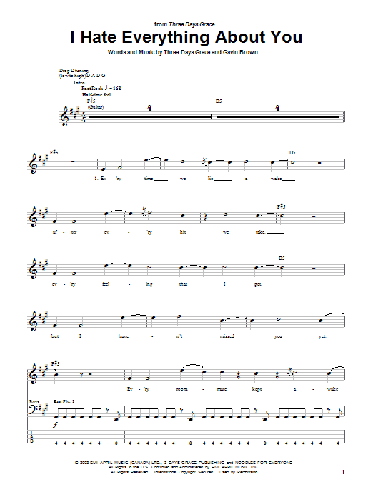 Produktgalerie: Seite 1 von 1 I Hate Everything About You, Three Days Grace, E-Bass