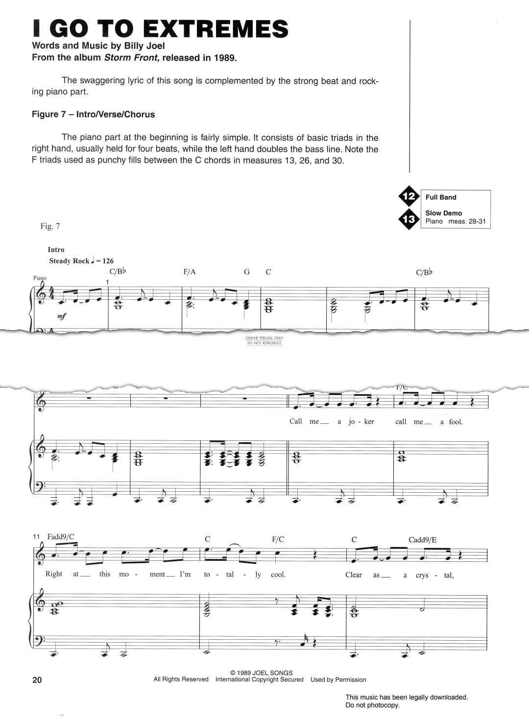 Produktgalerie: Seite 1 von 1 I Go To Extremes, Billy Joel, Gesang, Gitarre, Klavier