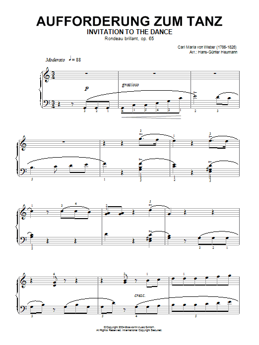 Product gallery: Page 1 of 1 Invitation To The Dance, Rondeau Brillant, Op.65 (arr. Hans-Gunter Heumann), Carl Maria von Weber
