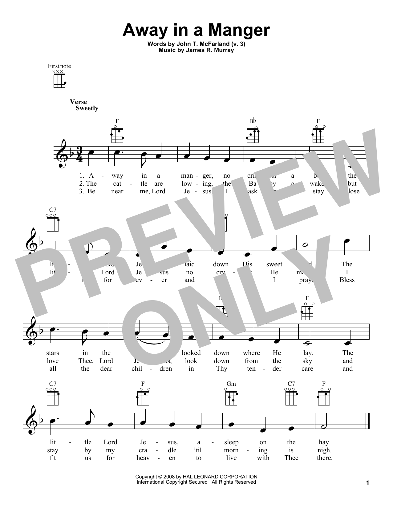 Product gallery: Page 1 of 1 Away In A Manger, John T. McFarland (v.3)