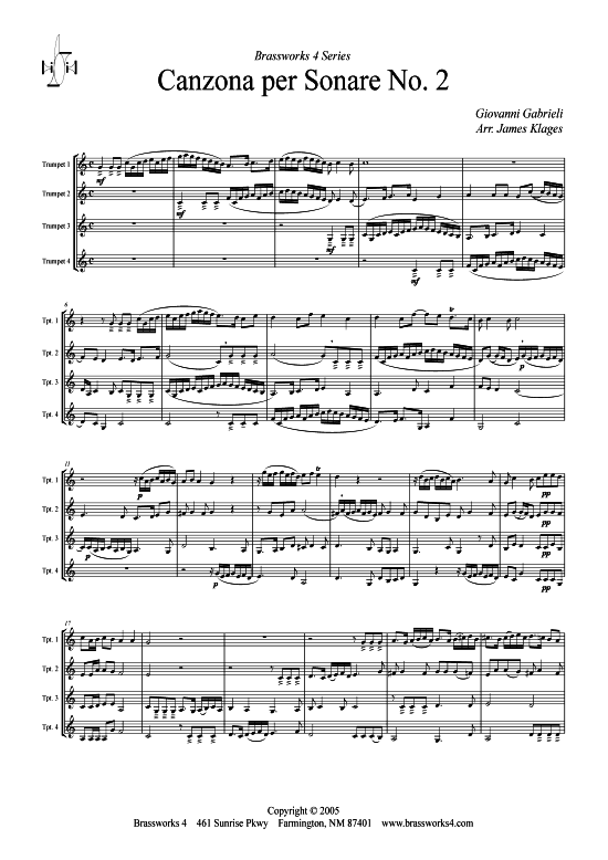 Produktbild zu: Canzona per Sonare Nr. 2 Giovanni Gabrieli