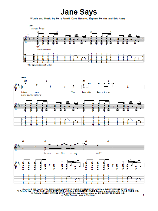 Produktgalerie: Seite 1 von 1 Jane Says, Jane's Addiction, Gitarre