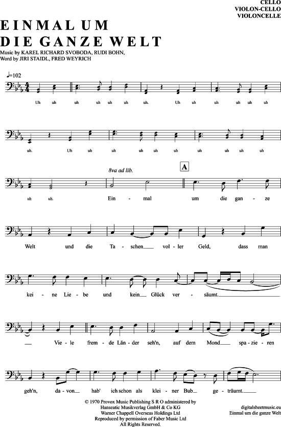 Produktgalerie: Seite 1 von 4 Einmal Um Die Ganze Welt , Gott, Karel, (Violoncello)