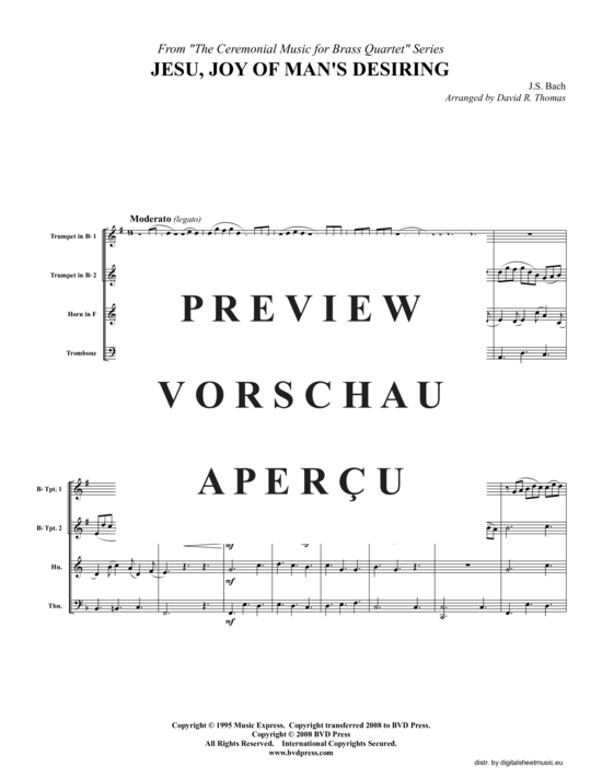 Produktgalerie: Seite 2 von 9 Jesu, Joy of Man's Desiring, , (2xTrompete in B, Horn in F, Posaune)