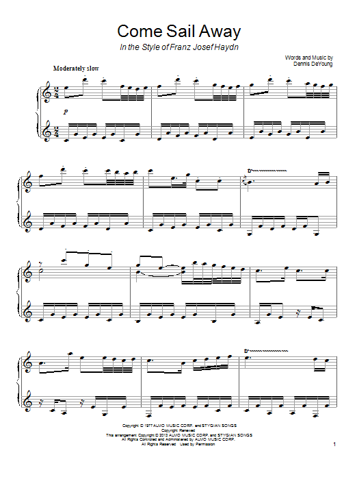 Product gallery: Page 1 of 1 Come Sail Away (from Franz Josef Haydn), Styx