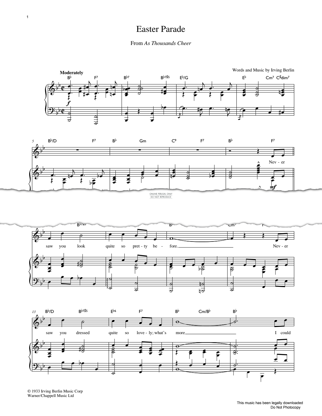 Produktgalerie: Seite 1 von 1 Easter Parade, Irving Berlin, Gesang, Klavier