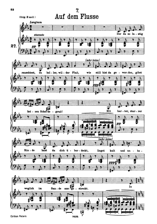 Produktgalerie: Seite 1 von 5 Auf dem Flusse D.911-7 in C-Moll (Winterreise), , Gesang tief und Klavier