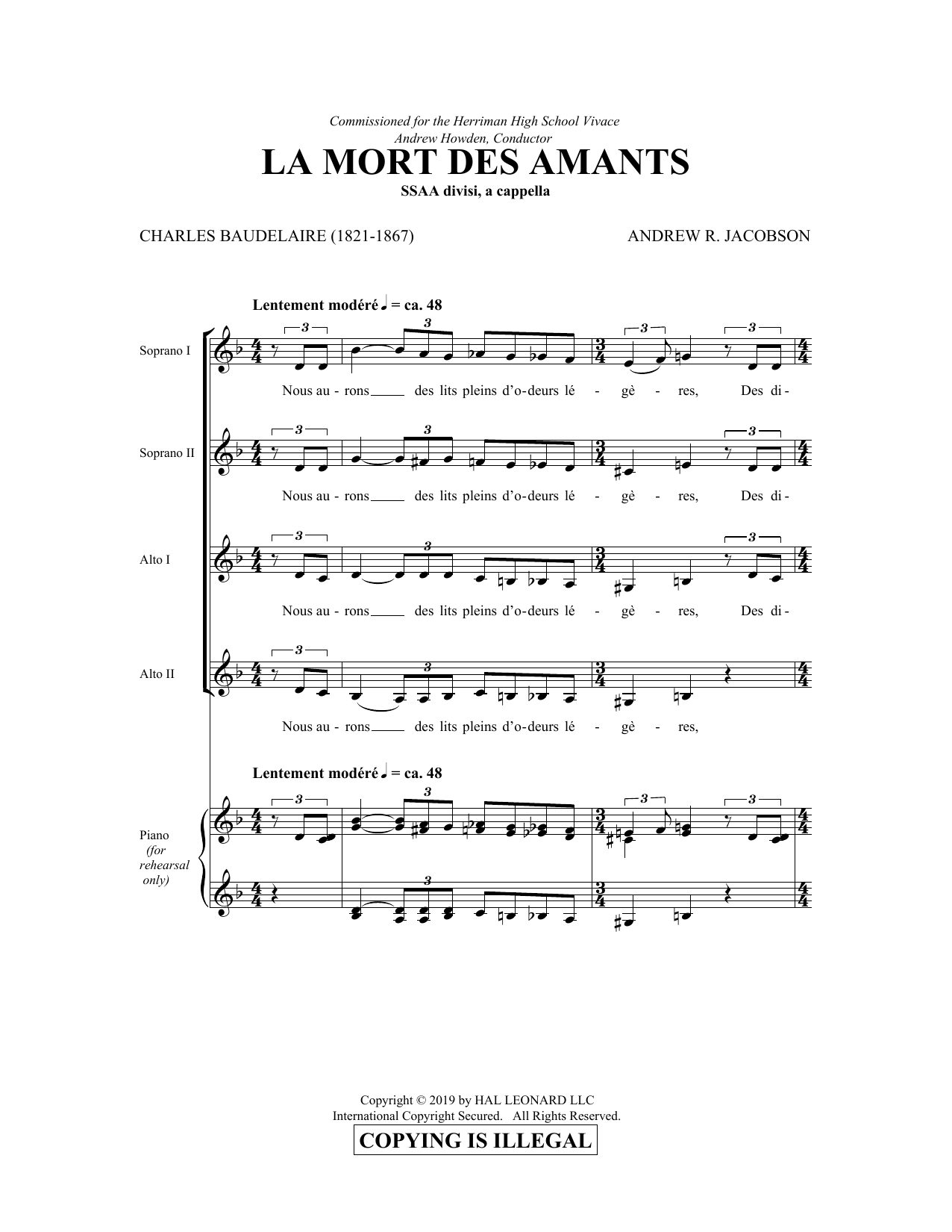 Produktgalerie: Seite 1 von 1 La Mort Des Amants, Charles Baudelaire and Andrew Jacobson, Chor