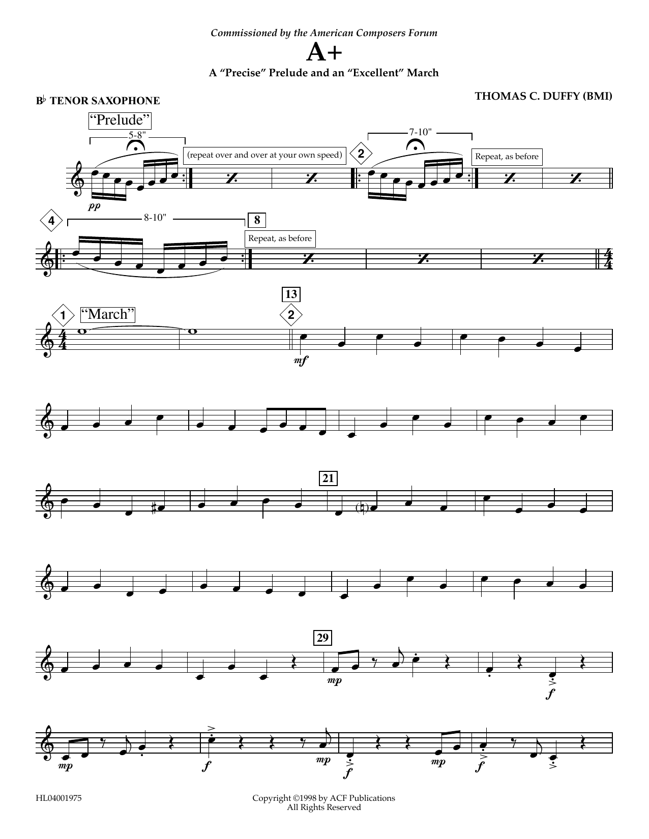 Product picture to: A+: A "Precise" Prelude and an "Excellent" March - Bb Tenor Sax