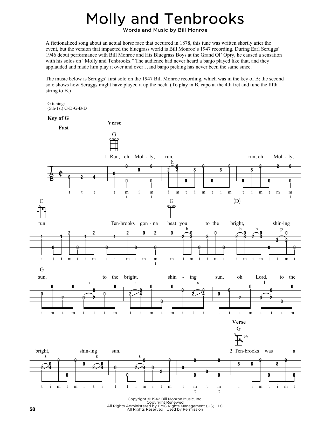 Product gallery: Page 1 of 1 Molly And Tenbrooks (arr. Fred Sokolow), Bill Monroe