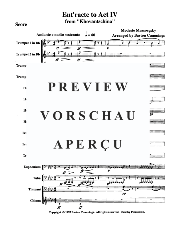 Product gallery: Page 3 of 11 Ent'racte to Act IV from "Khovantschina", , Brass Ensemble