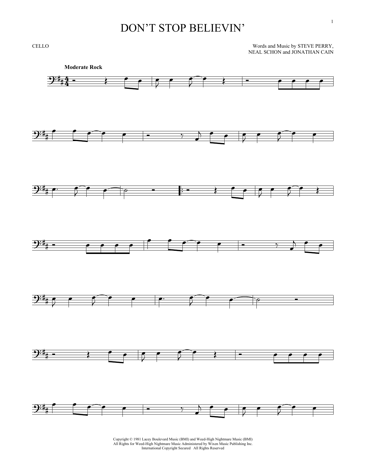 Produktgalerie: Seite 1 von 1 Don't Stop Believin', Journey, Violoncello