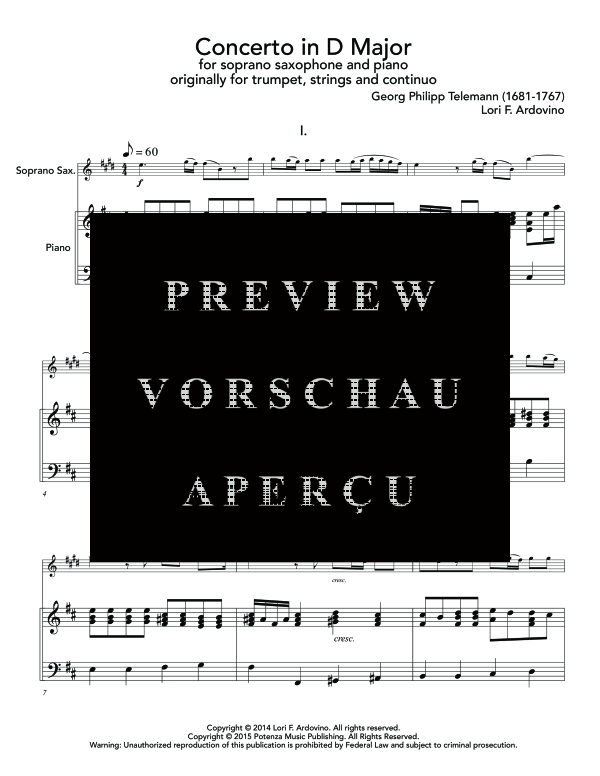 Product gallery: Page 5 of 11 Concerto in D Major, , (soprano saxophone and piano)