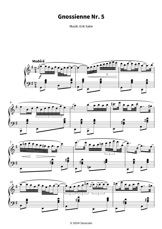 Product gallery: Page 1 of 7 Gnossienne Nr. 5 - Meditatives Klavierstück, , Solo Piano