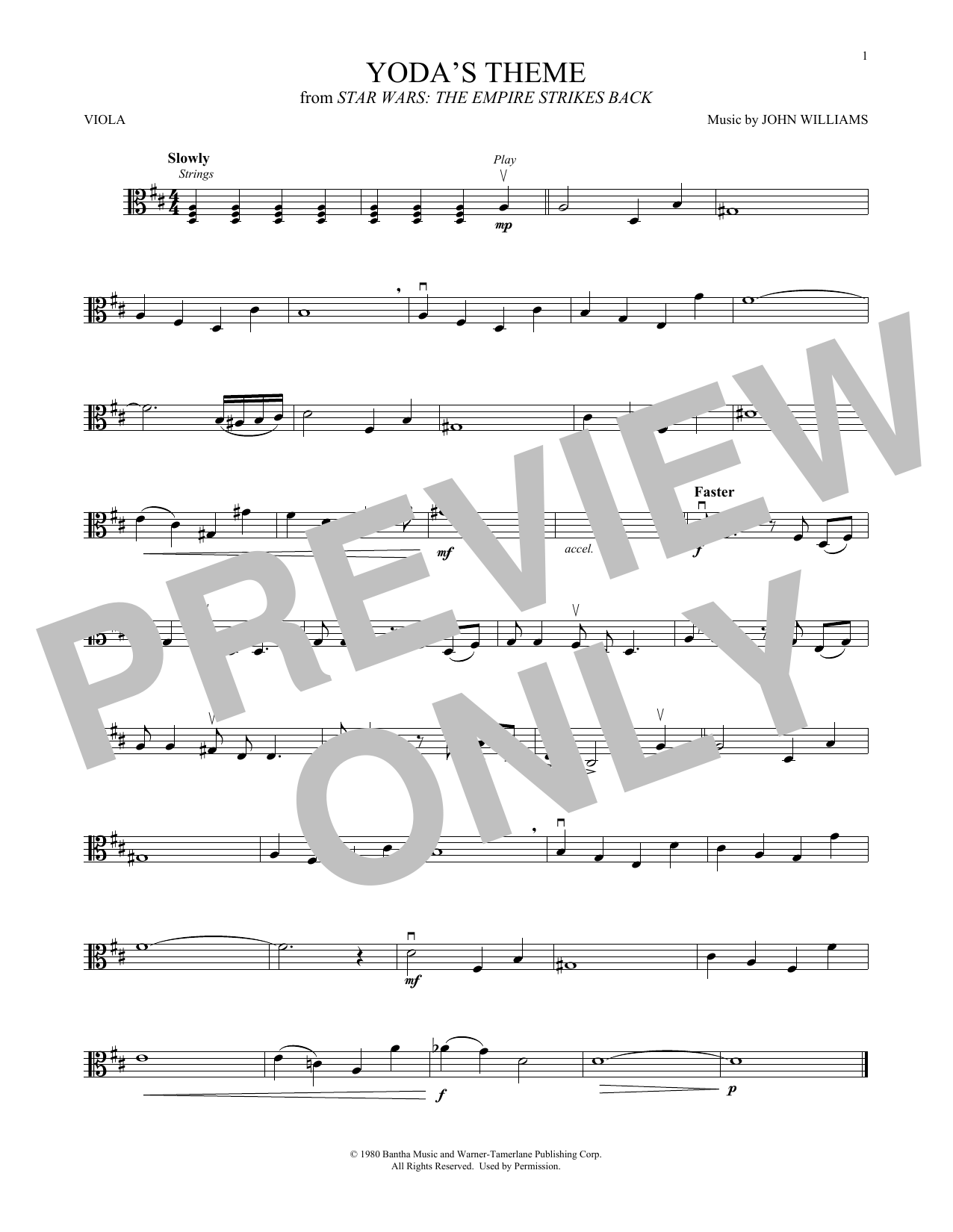 Product gallery: Page 1 of 1 Yoda's Theme (from Star Wars: The Empire Strikes Back), John Williams