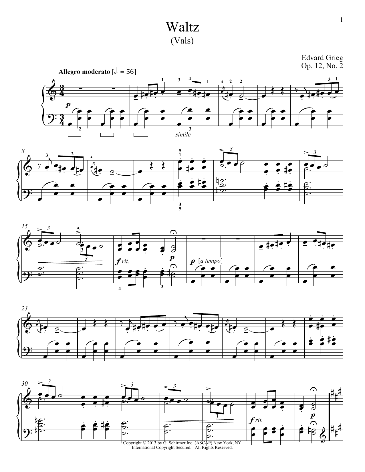 Produktbild zu: Waltz (Vals), Op. 12, No. 2
