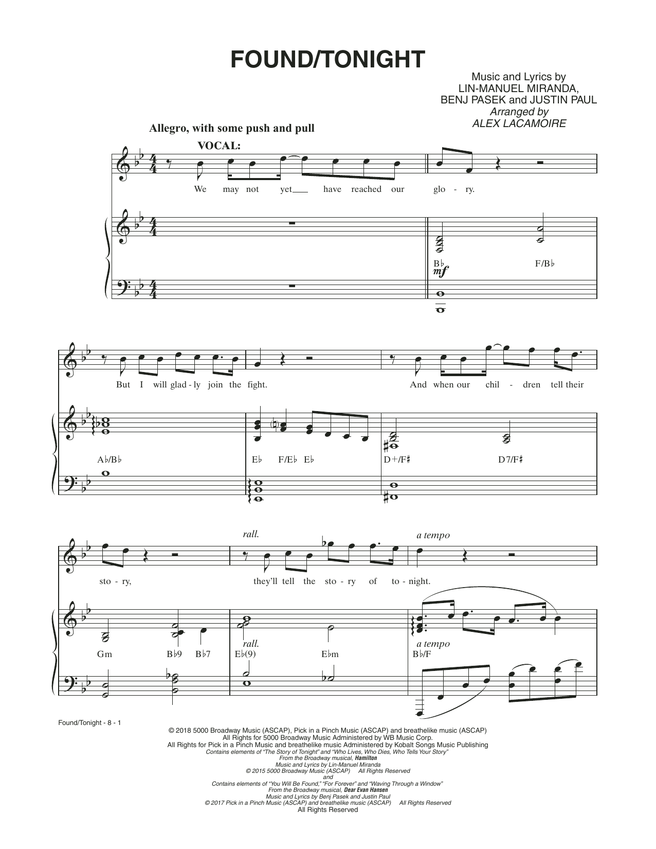 Produktgalerie: Seite 1 von 1 Found/Tonight, Ben Platt & Lin-Manuel Miranda, Gesang, Klavier