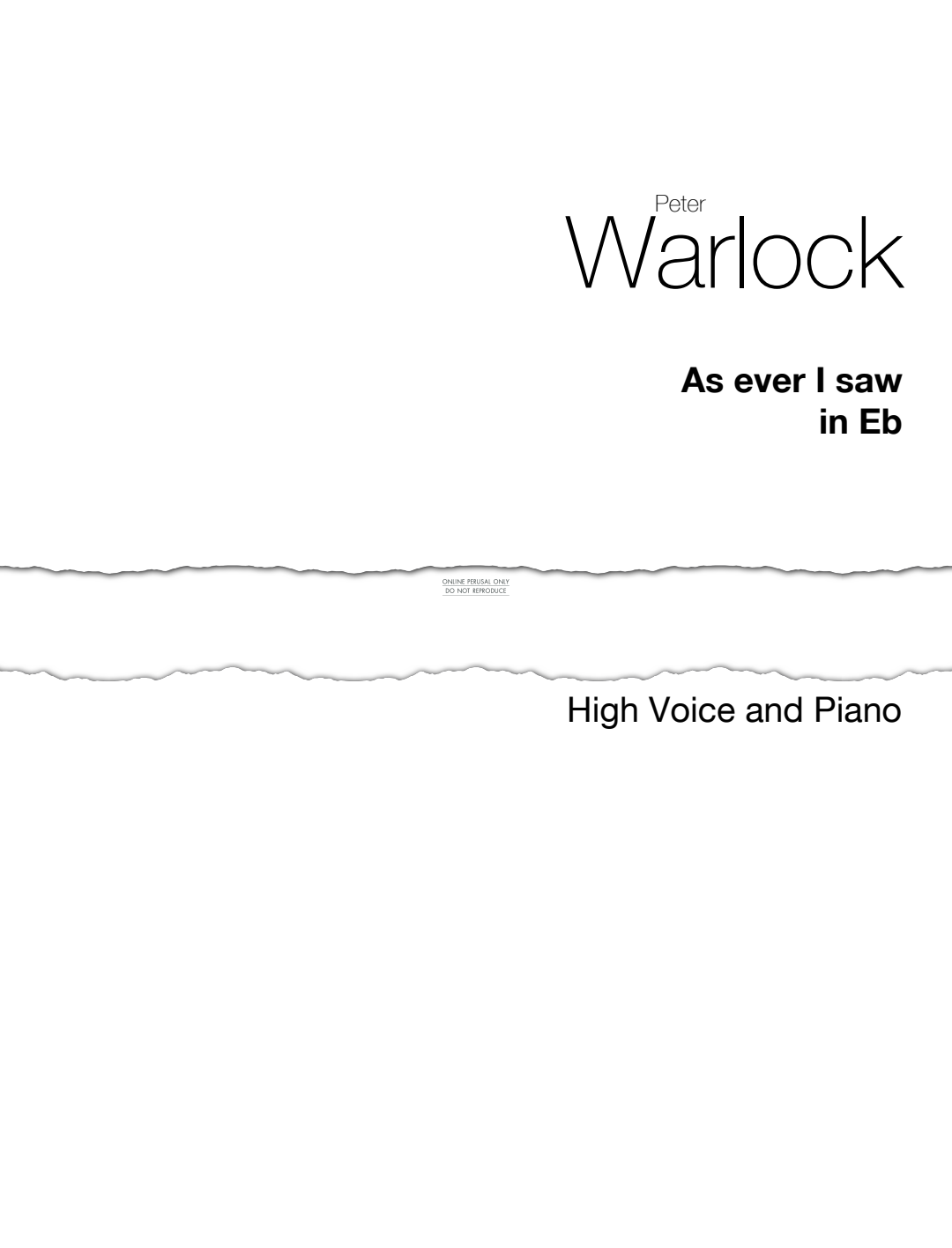 Produktgalerie: Seite 1 von 1 As Ever I Saw, Peter Warlock, Gesang, Klavier