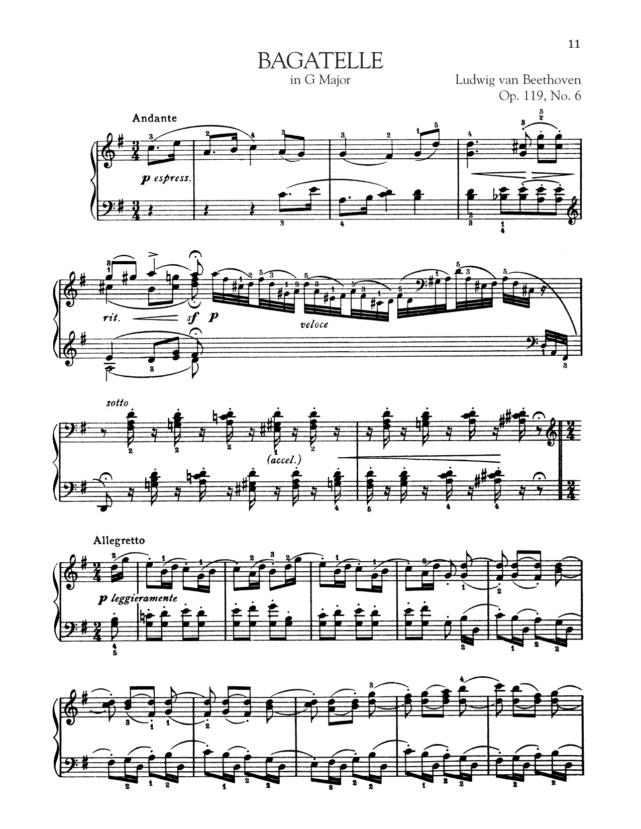 Product gallery: Page 1 of 1 Bagatelle In G Major, Op. 119, No. 6, Ludwig Van Beethoven