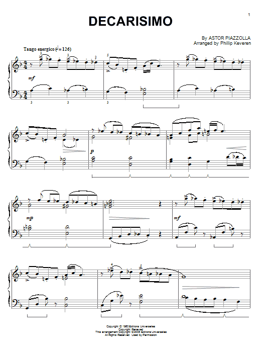 Product gallery: Page 1 of 1 Decarisimo (arr. Phillip Keveren), Astor Piazzolla