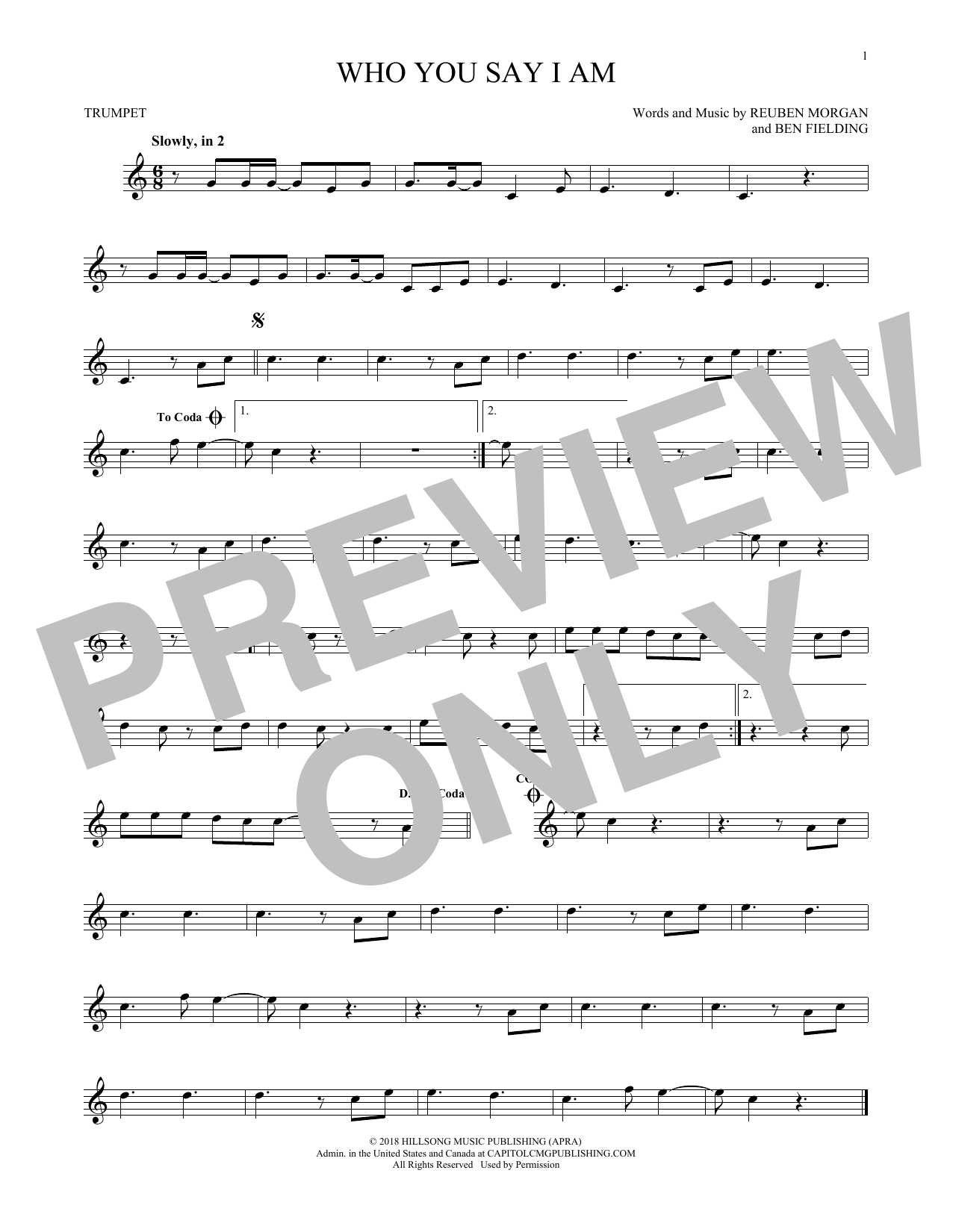 Produktgalerie: Seite 1 von 1 Who You Say I Am, Hillsong Worship, Trompete