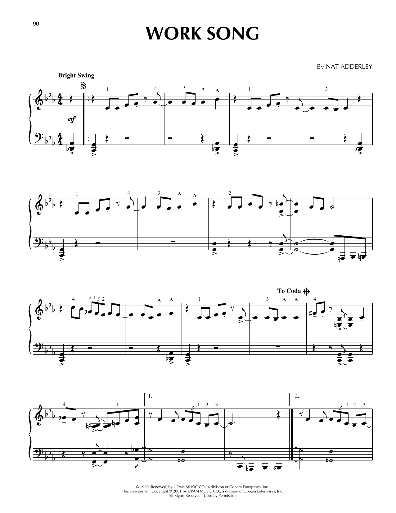 Produktgalerie: Seite 1 von 1 Work Song (arr. Brent Edstrom), Cannonball Adderley, Klavier