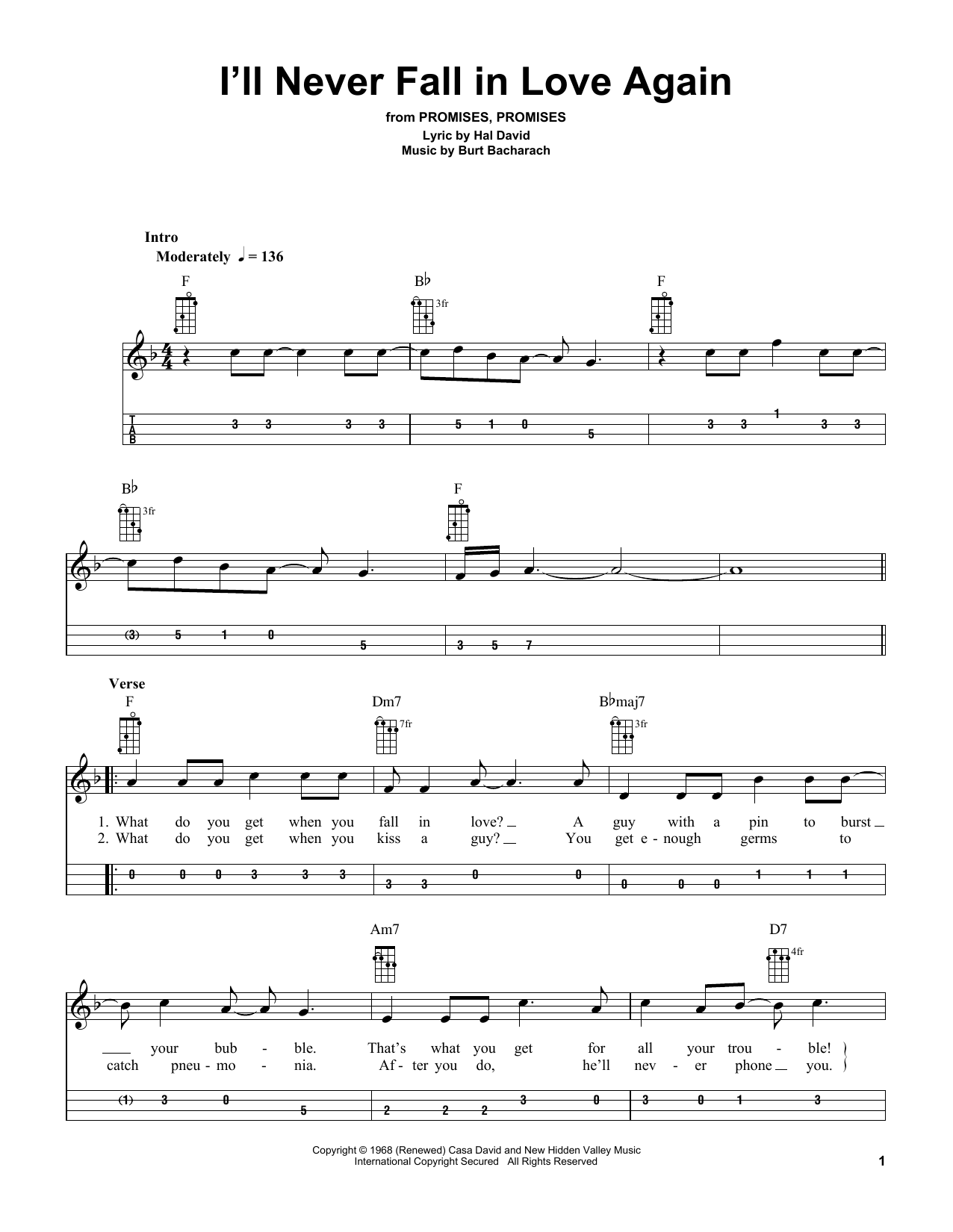 Produktbild zu: I'll Never Fall In Love Again (from Promises, Promises)(arr. Bobby Westfall)
