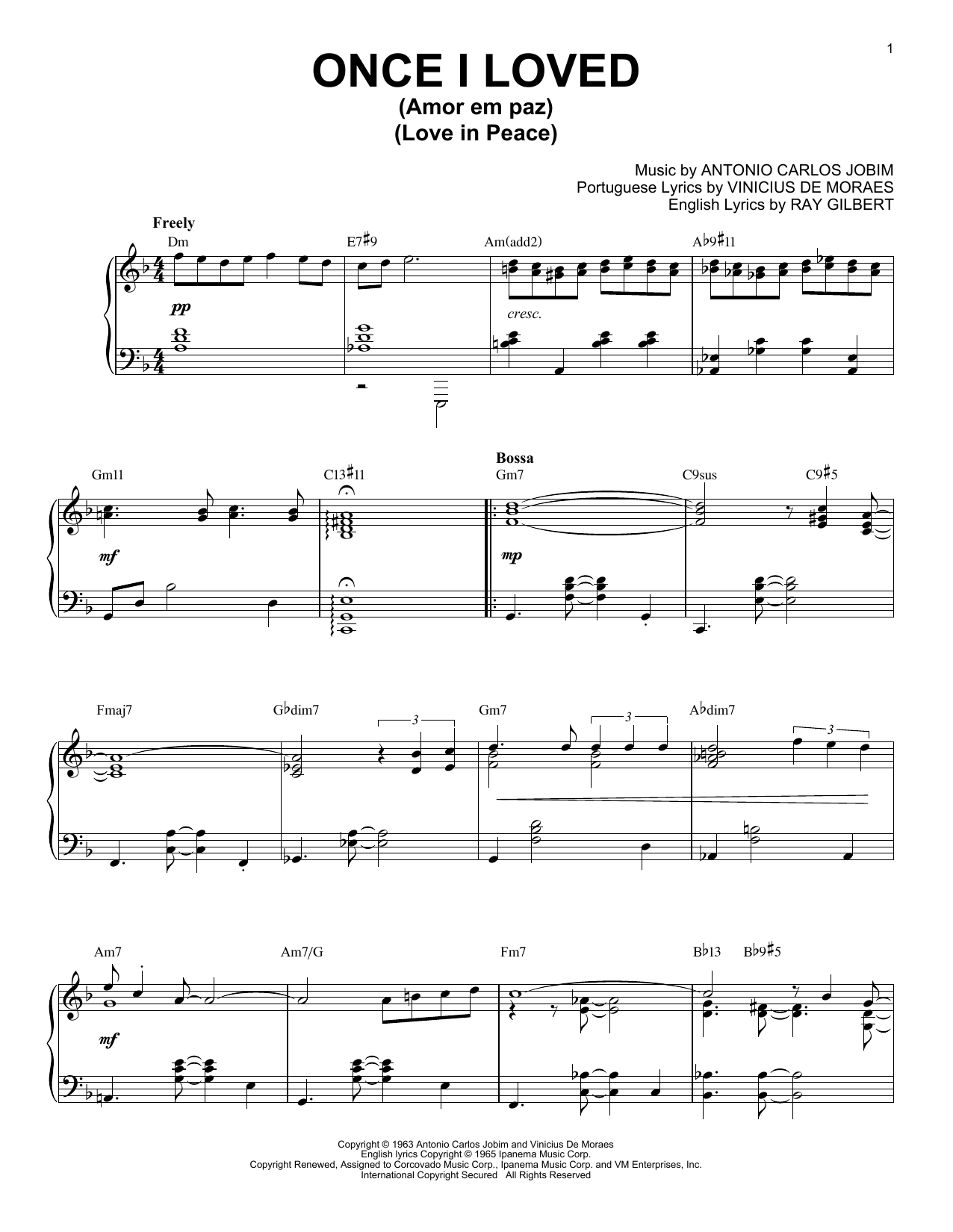 Product picture to: Once I Loved (Amor Em Paz) (Love In Peace) [Jazz version] (arr. Brent Edstrom)