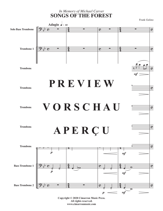 Product gallery: Page 3 of 21 Songs of the forest , , (Trombone ensemble 8 parts + bass trombone solo)