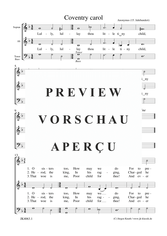 gallery: Coventry carol, , (Gemischter Chor)