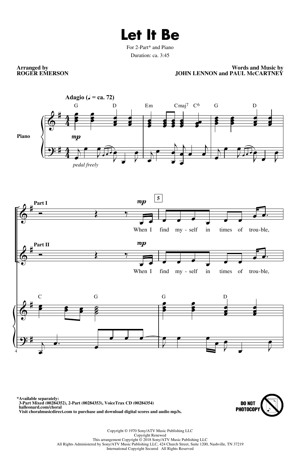 Product picture to: Let It Be (arr. Roger Emerson)