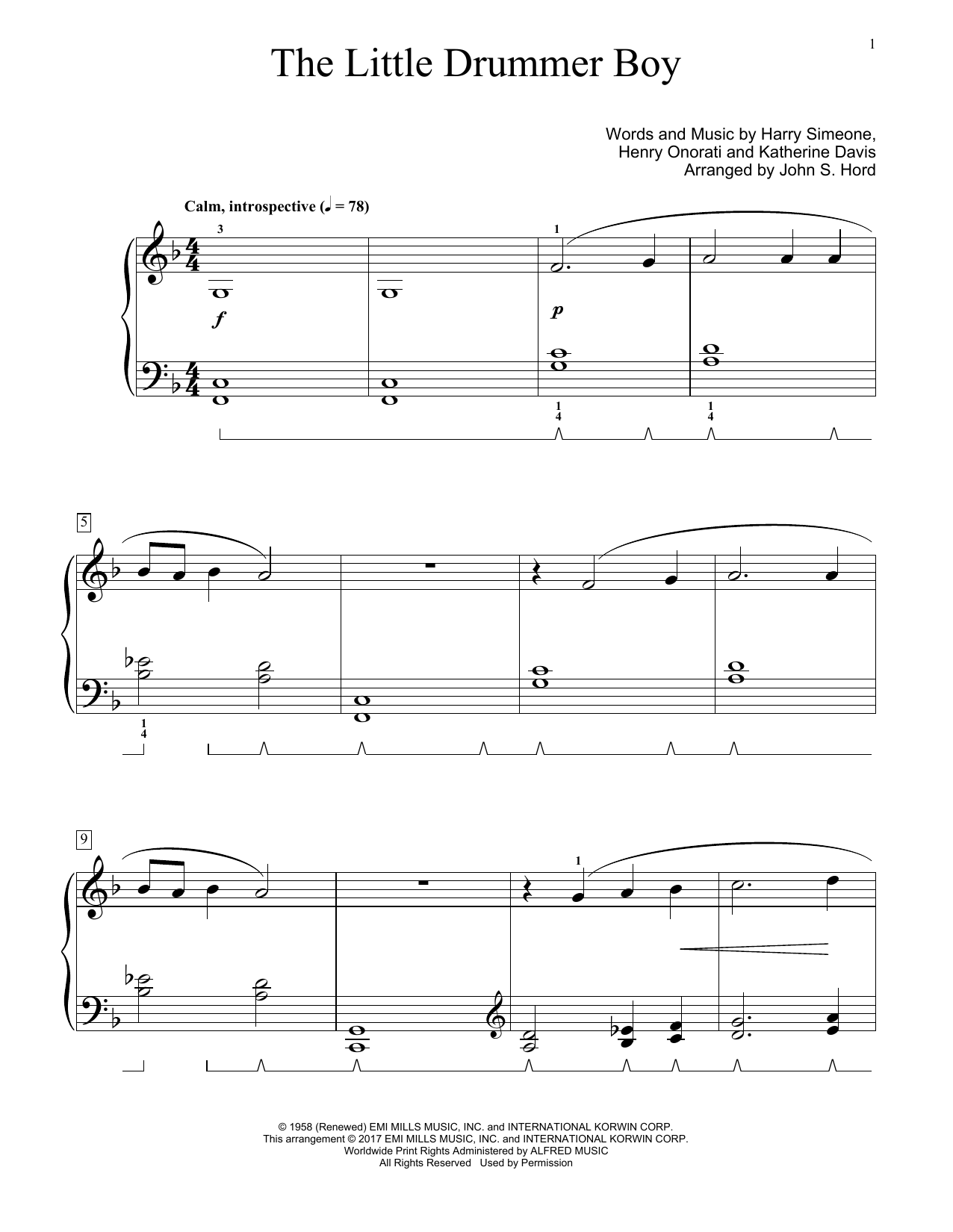 Produktgalerie: Seite 1 von 1 The Little Drummer Boy, John S. Hord, Klavier