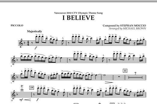 Produktbild zu: I Believe (Vancouver 2010 CTV Olympic Theme Song) - Piccolo