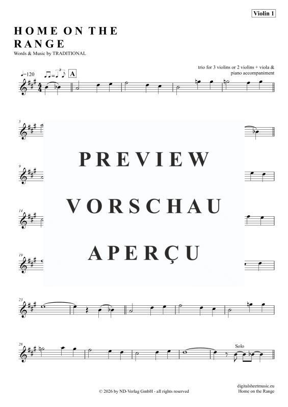 gallery: Home On The Range, American Folk Song, (Violinen Trio + Klavier)