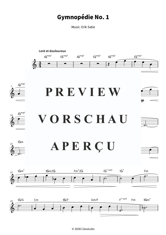 Product gallery: Page 5 of 6 Gymnopédie No. 1 - Simplified Version, , Alto Saxophone In E Flat Solo and Chords - Leadsheet