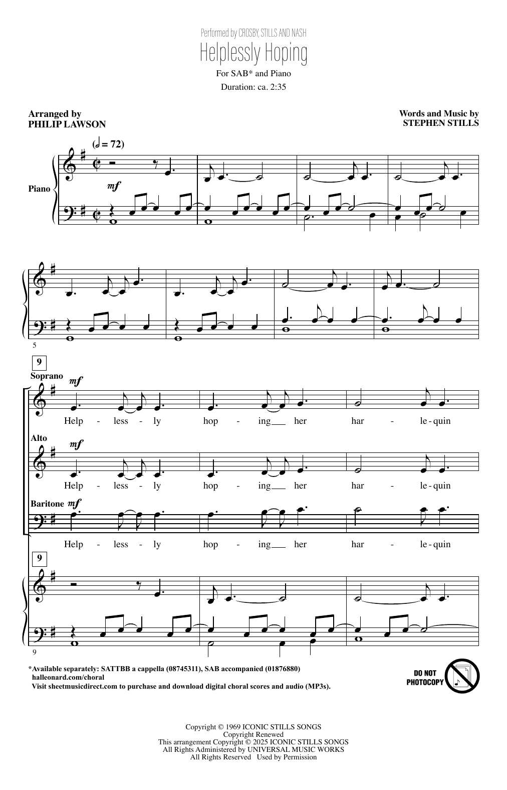 Product picture to: Helplessly Hoping (arr. Philip Lawson)