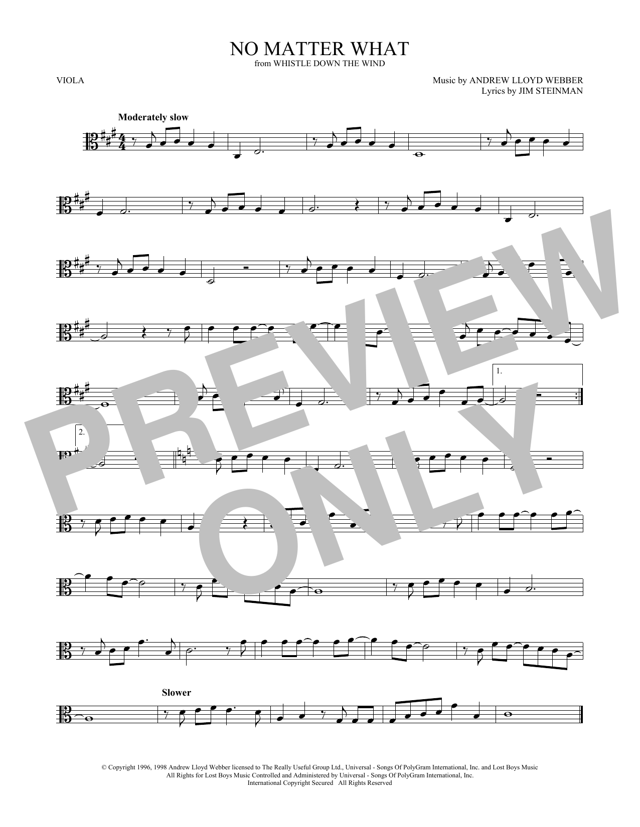 Product gallery: Page 1 of 1 No Matter What (from Whistle Down the Wind), Andrew Lloyd Webber