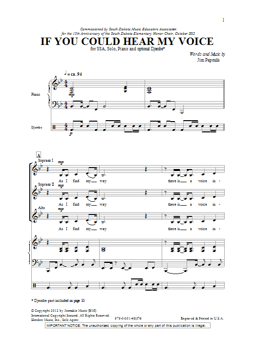 Produktgalerie: Seite 1 von 1 If You Could Hear My Voice, Jim Papoulis, Chor