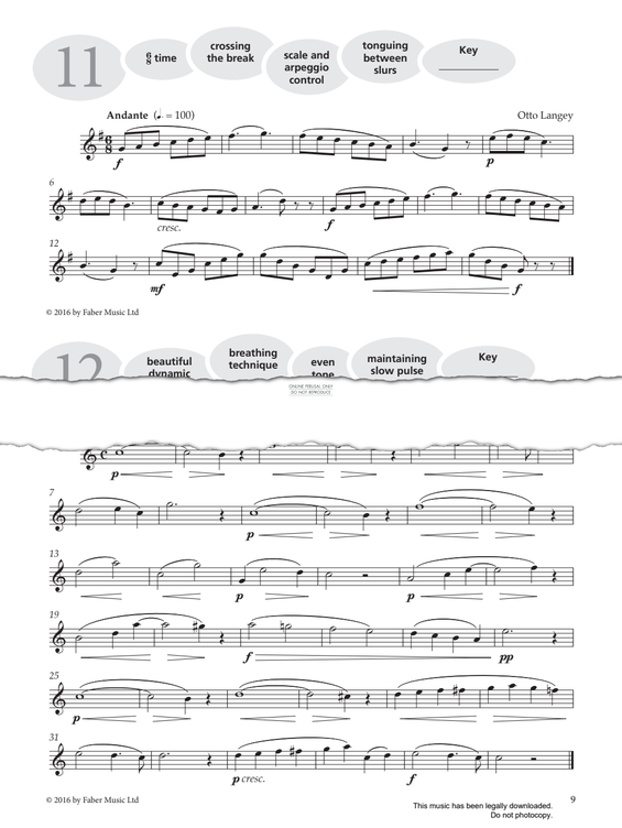 Product gallery: Page 1 of 1 Study No.11 'Andante' (from 'More Graded Studies For Saxophone Book One'), Otto Langey