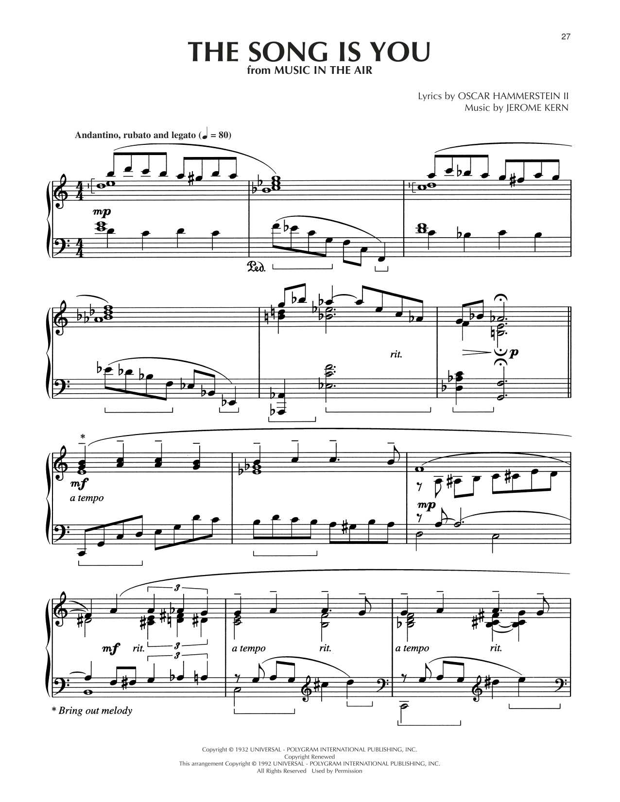 Produktbild zu: The Song Is You (arr. Dick Hyman)
