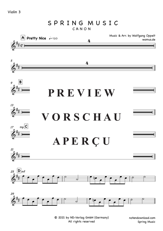 Produktgalerie: Seite 11 von 19 Spring Music (Canon) , ,  (Streicher Quintett/Ensemble + Piano/Cembalo opt.)