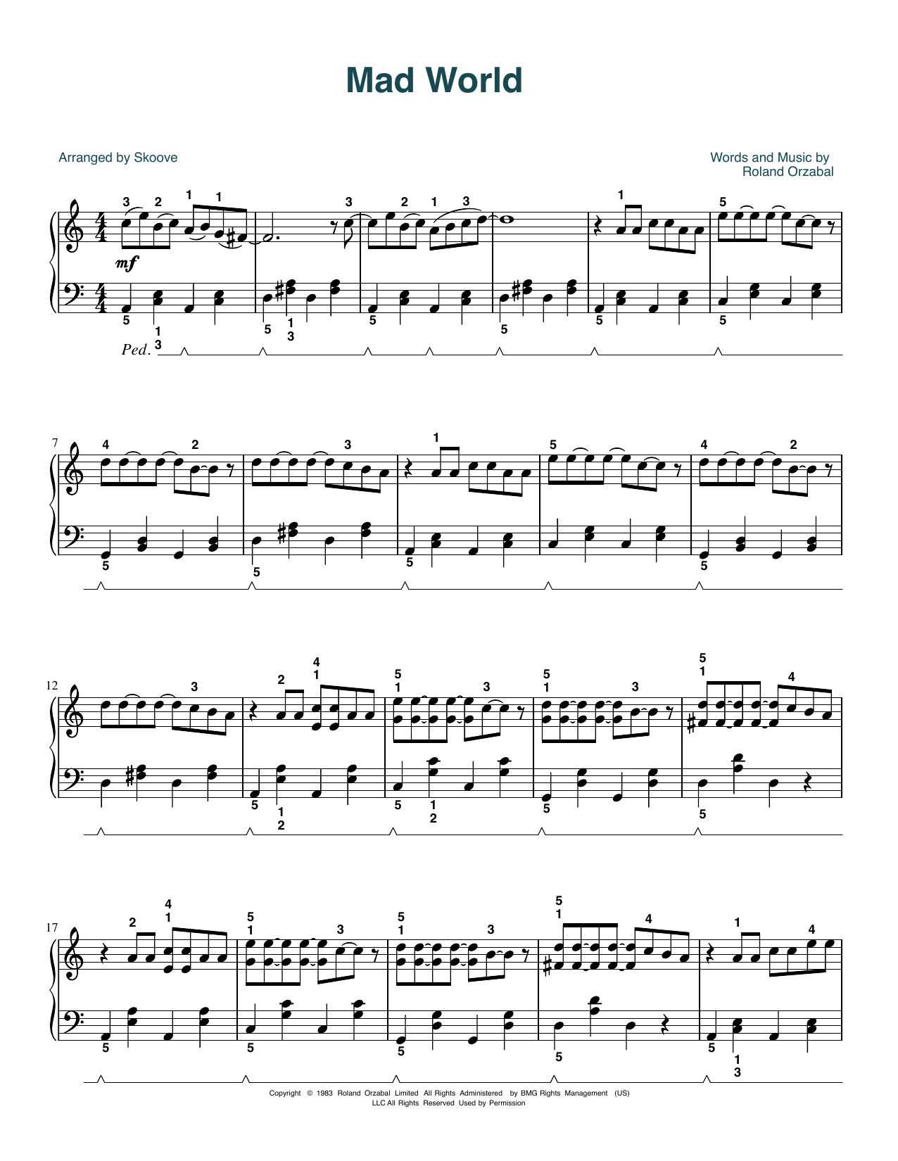 Produktbild zu: Mad World (arr. Skoove)