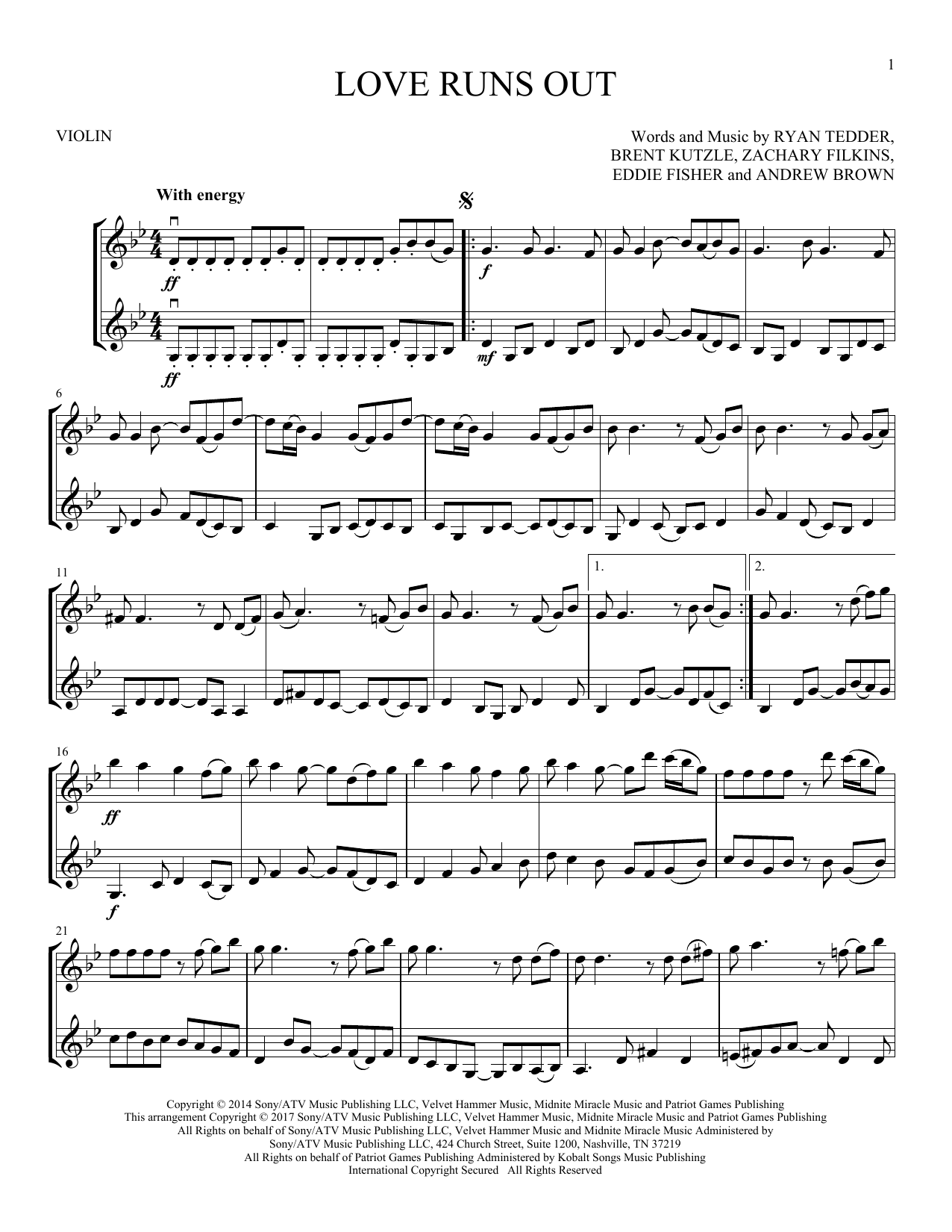 Product gallery: Page 1 of 1 Love Runs Out, OneRepublic